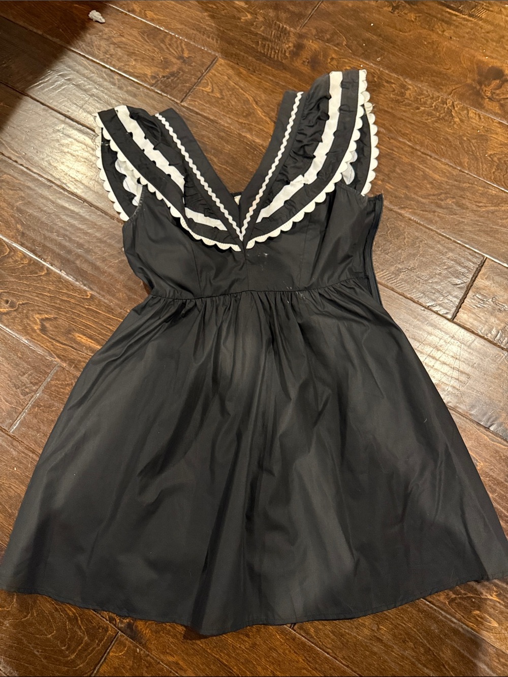 entro Black Mini Dress with White Scallop Trim